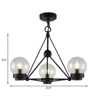 Ball Living Room Chandelier Pendant Clear Frosted Glass 3 Lights Modern Ceiling Light Black Triangle Design - Rebooters