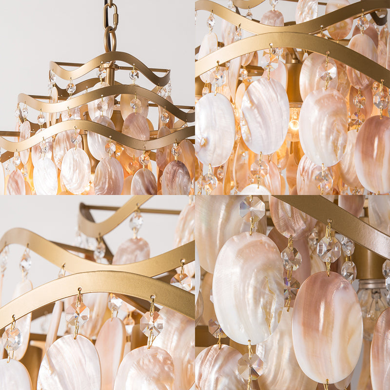 Modern Fountain Chandelier Lamp Shell 4 Heads Ceiling Light - Rebooters