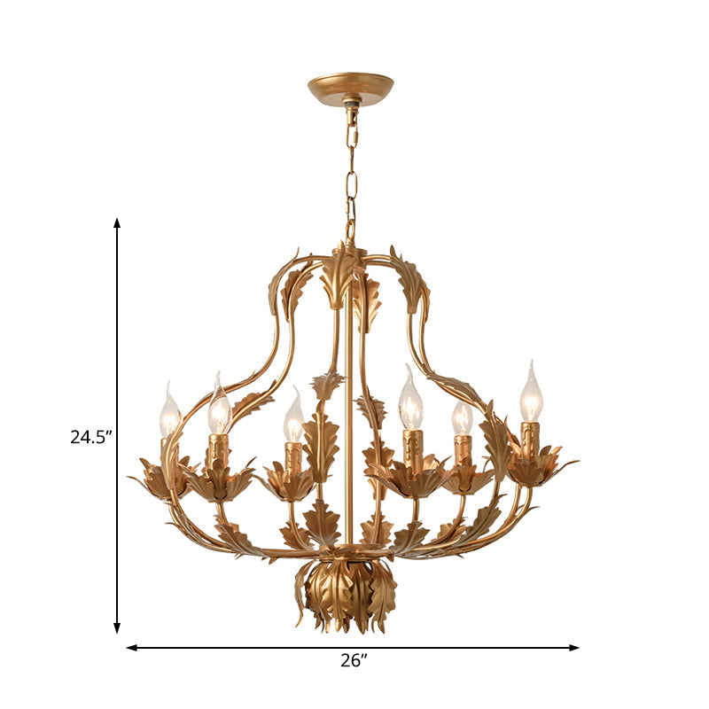 Rustic Gourd Hanging Chandelier Metal 6 Bulbs Brass Light - Rebooters