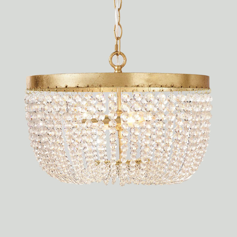 16"/19.5" Wide Dome Chandelier Lighting Modern Brass Crystal - Rebooters