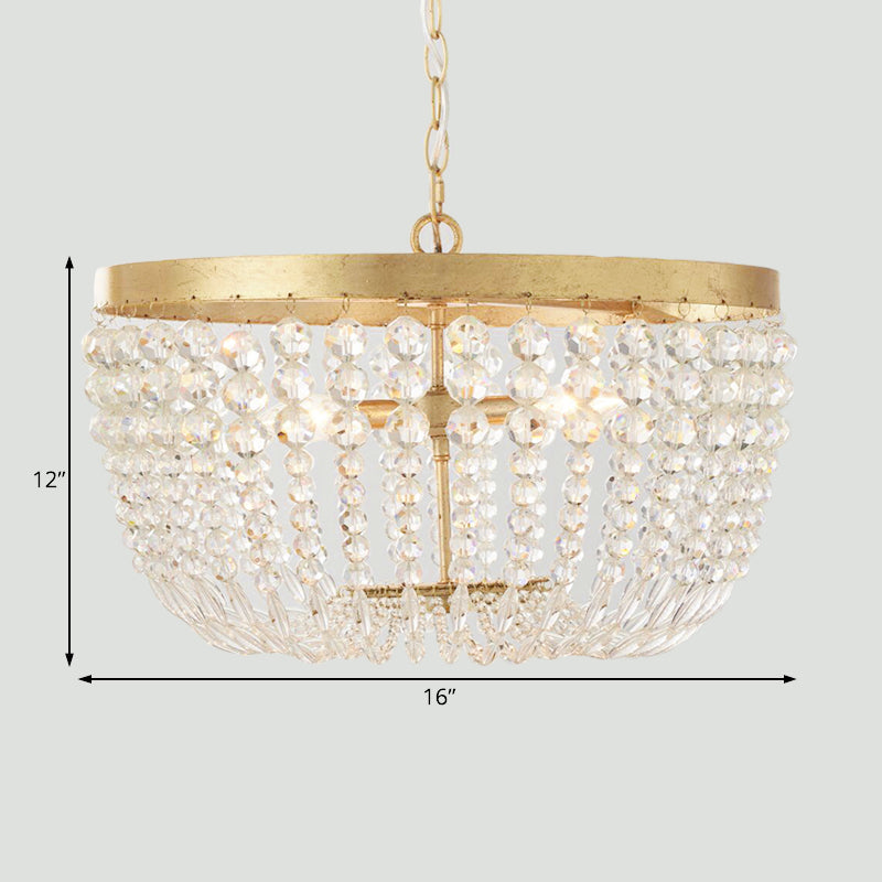 16"/19.5" Wide Dome Chandelier Lighting Modern Brass Crystal - Rebooters