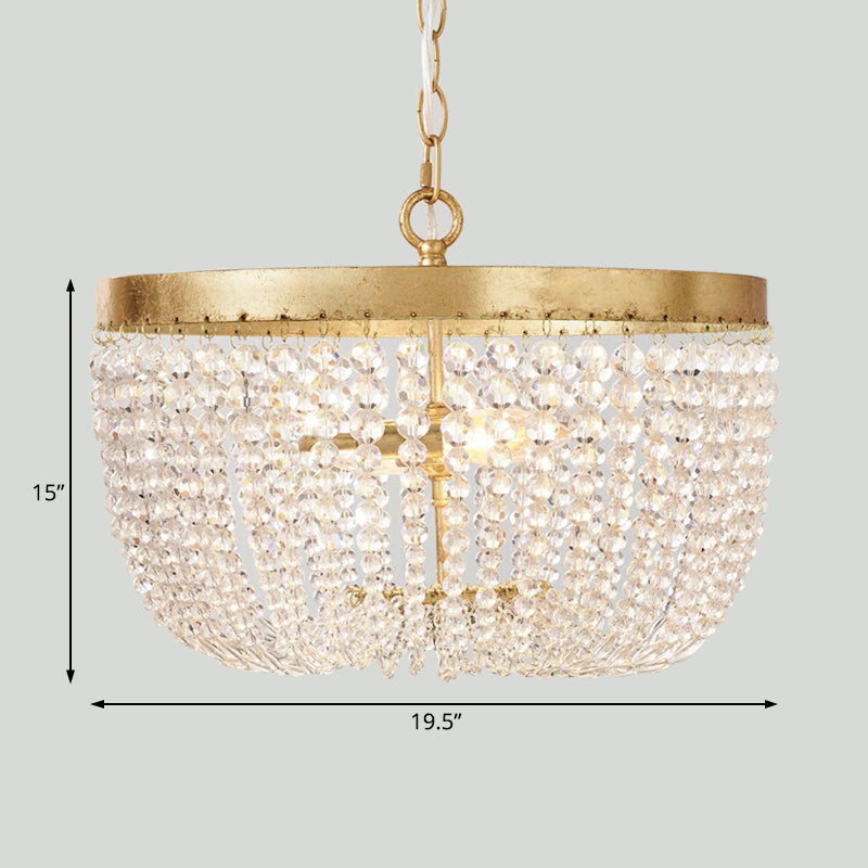 16"/19.5" Wide Dome Chandelier Lighting Modern Brass Crystal - Rebooters