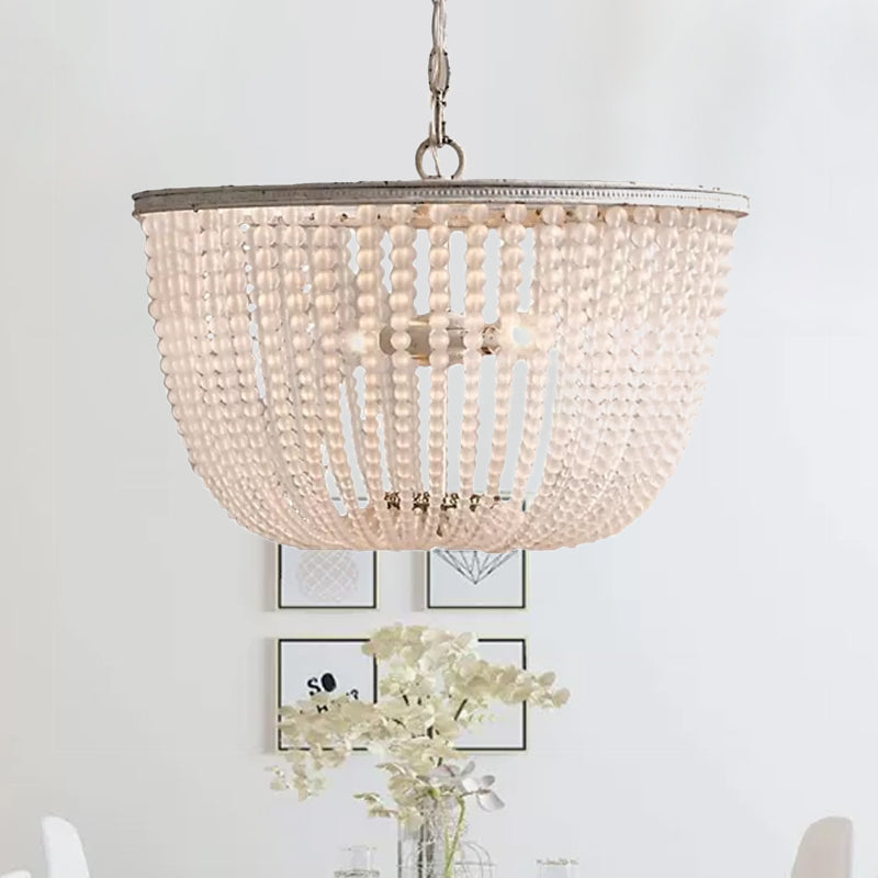 Bowl Pendant Chandelier Minimalist Crystal 3 Bulbs Distressed White Lamp - Rebooters