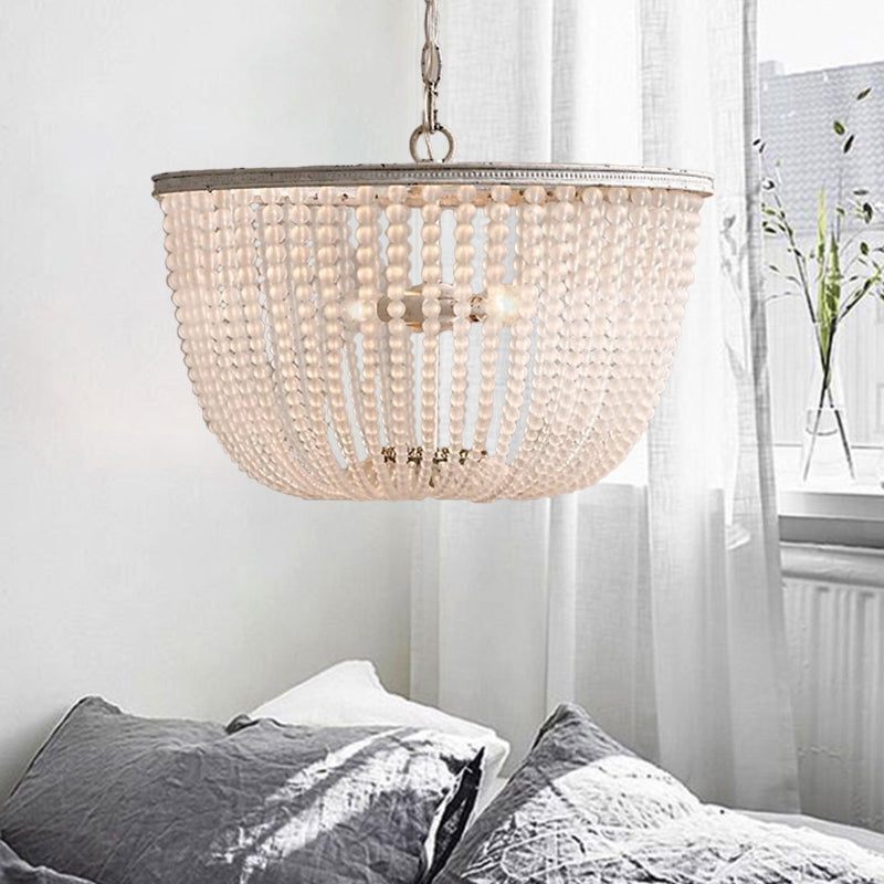 Bowl Pendant Chandelier Minimalist Crystal 3 Bulbs Distressed White Lamp - Rebooters