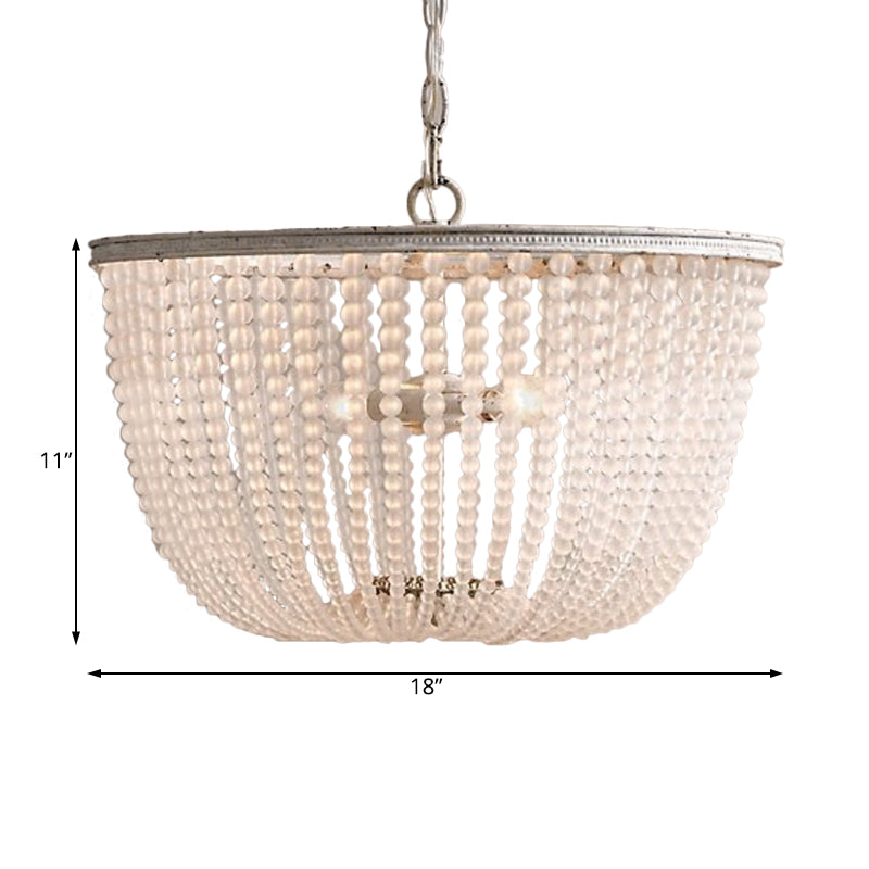 Bowl Pendant Chandelier Minimalist Crystal 3 Bulbs Distressed White Lamp - Rebooters