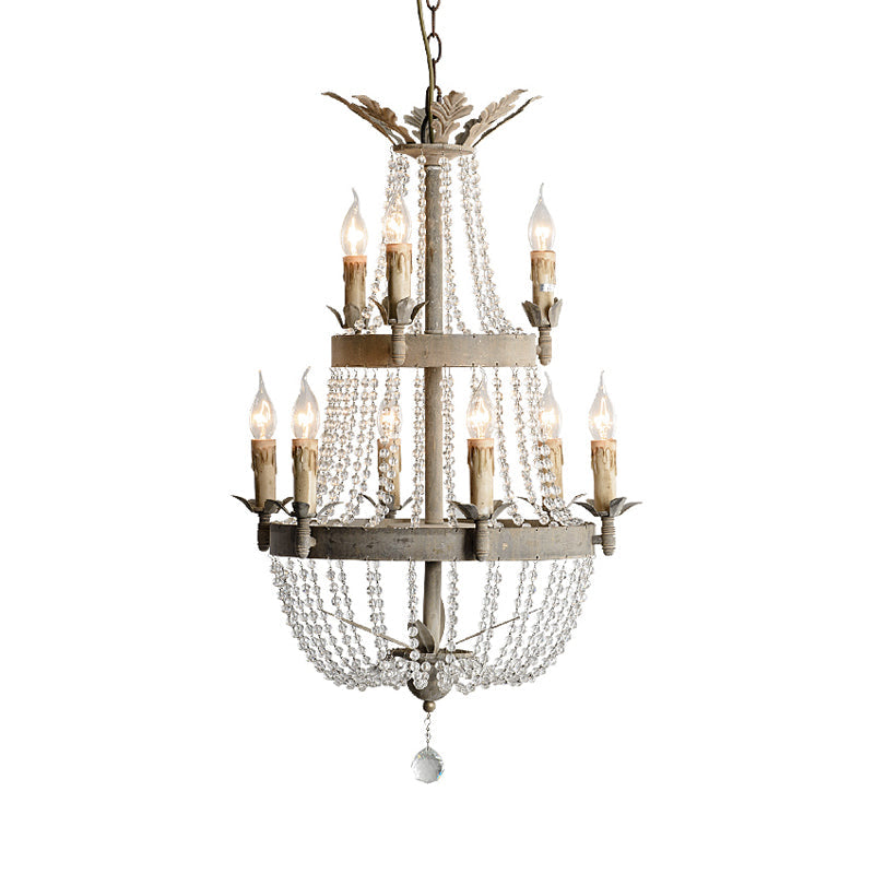 2-Tier Ceiling Chandelier Modernism Clear Crystal 9 Heads Light Fixture - Rebooters