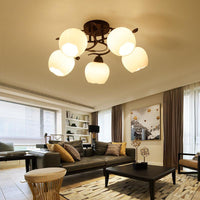 1 Light Globe Semi Flush Light Traditional White Glass Ceiling Mounted Fixture - Rebooters