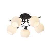 1 Light Globe Semi Flush Light Traditional White Glass Ceiling Mounted Fixture - Rebooters
