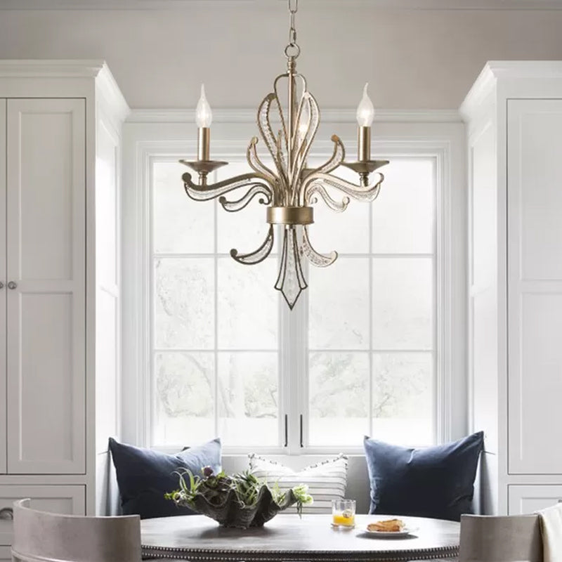 Crystal Candle Chandelier Lamp Modern 3/6 Bulbs Gold Pendant - Rebooters