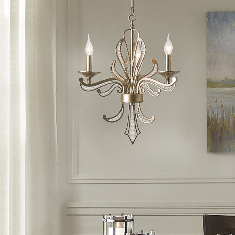 Crystal Candle Chandelier Lamp Modern 3/6 Bulbs Gold Pendant - Rebooters