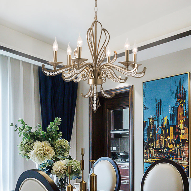 Crystal Candle Chandelier Lamp Modern 3/6 Bulbs Gold Pendant - Rebooters