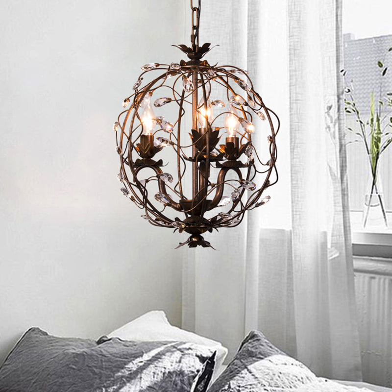 Traditional Globe Hanging Chandelier Metal 3/5 Bulbs Light - Rebooters