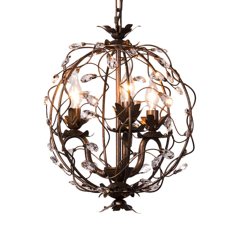 Traditional Globe Hanging Chandelier Metal 3/5 Bulbs Light - Rebooters