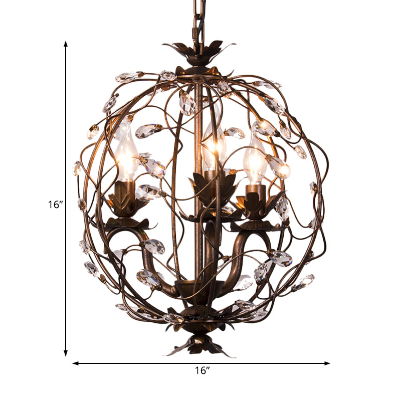 Traditional Globe Hanging Chandelier Metal 3/5 Bulbs Light - Rebooters