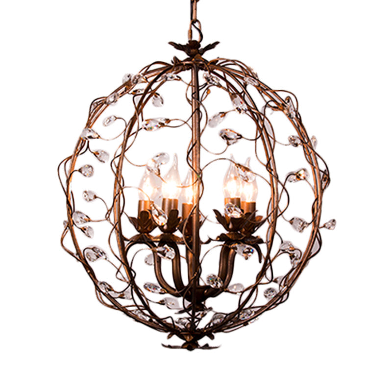 Traditional Globe Hanging Chandelier Metal 3/5 Bulbs Light - Rebooters