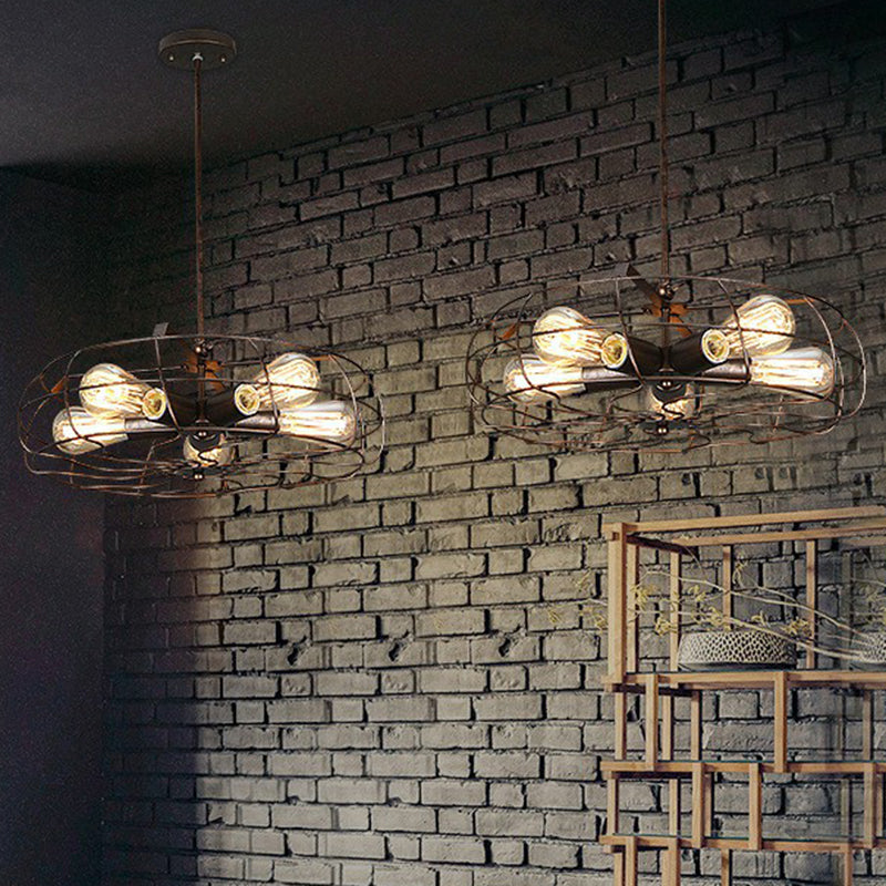 5-Light Cage Hanging Lamp Industrial Iron Chandelier - Rebooters