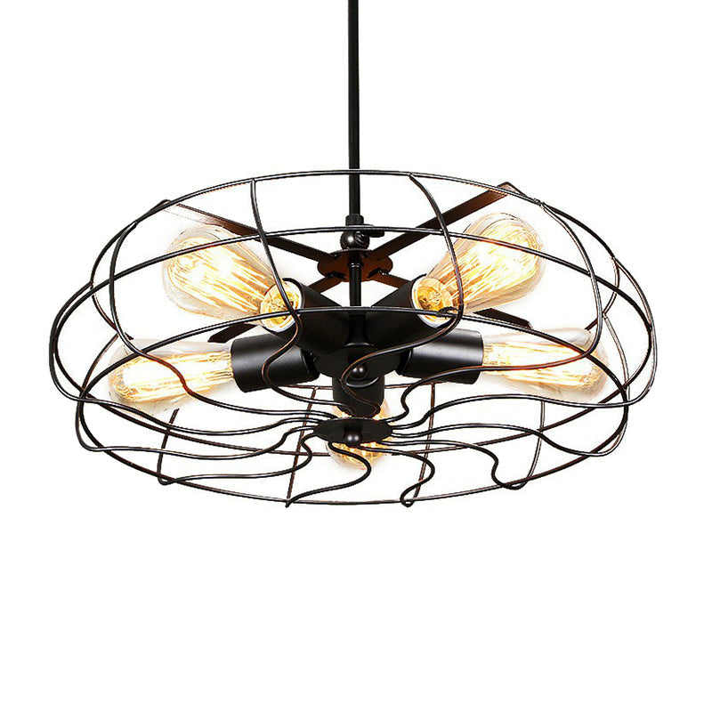 5-Light Cage Hanging Lamp Industrial Iron Chandelier - Rebooters