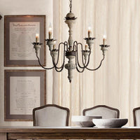 6 Bulbs Starburst Ceiling Chandelier Traditional Wood Lighting - Rebooters