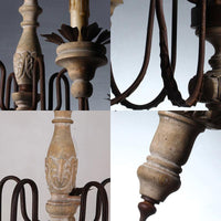 6 Bulbs Starburst Ceiling Chandelier Traditional Wood Lighting - Rebooters