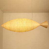 Asia Fish Shaped Hanging Light Bamboo Dining Room Pendant - Rebooters