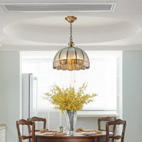 6 Bulbs Dome Chandelier Pendant Light Antique Brass Water Glass - Rebooters