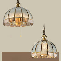 6 Bulbs Dome Chandelier Pendant Light Antique Brass Water Glass - Rebooters