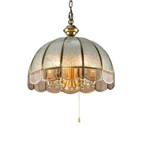 6 Bulbs Dome Chandelier Pendant Light Antique Brass Water Glass - Rebooters