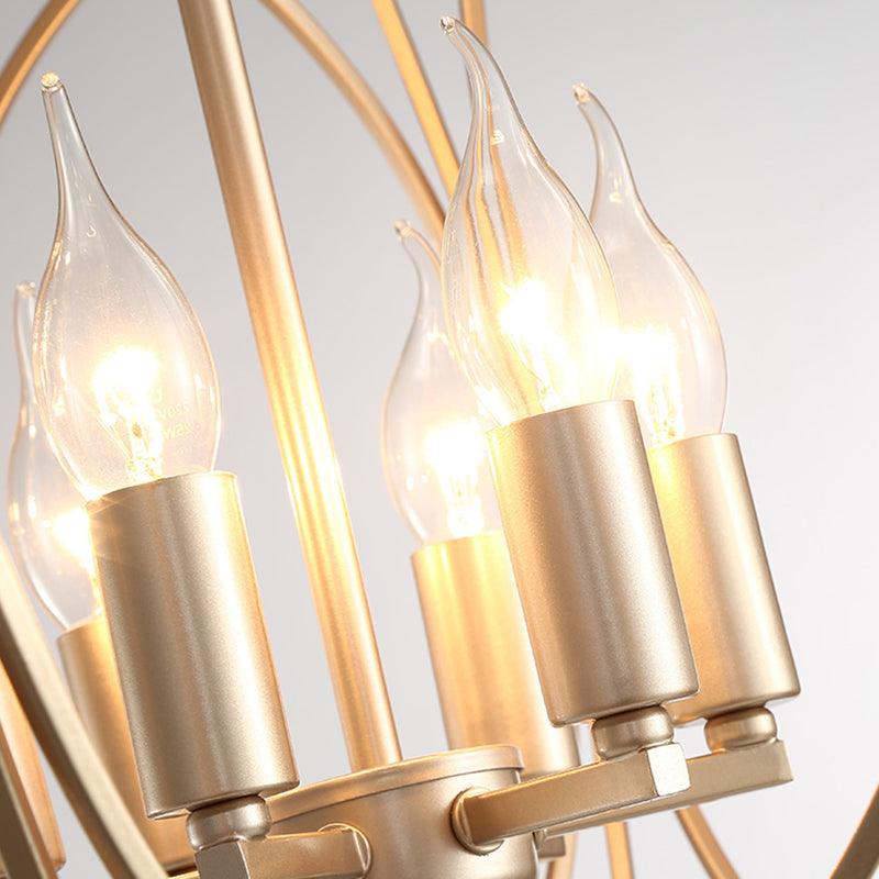 5 Lights Interlocking Rings Pendant Chandelier Colonial Style Gold Metal Hanging Light - Rebooters