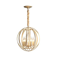 5 Lights Interlocking Rings Pendant Chandelier Colonial Style Gold Metal Hanging Light - Rebooters