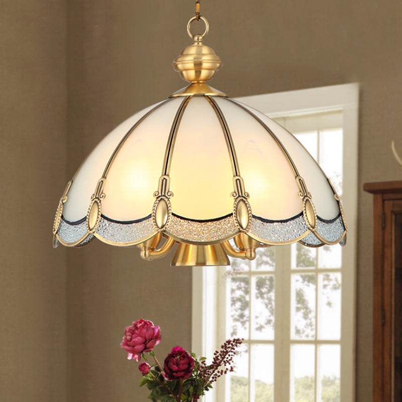 Umbrella Shaped Dining Room Pendant Lamp Antique Opal Glass - Rebooters