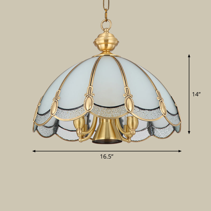 Umbrella Shaped Dining Room Pendant Lamp Antique Opal Glass - Rebooters