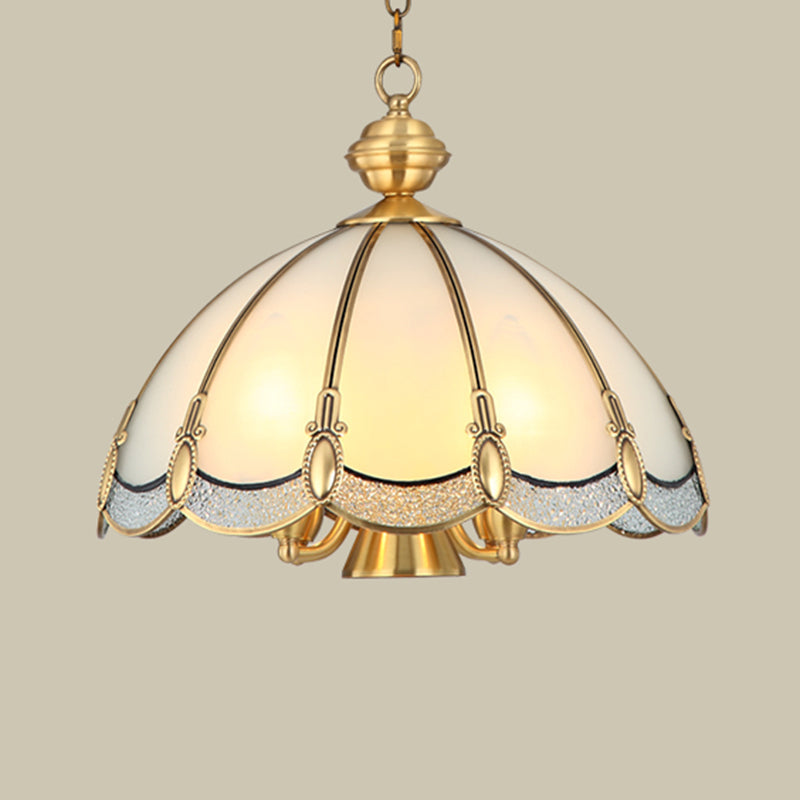 Umbrella Shaped Dining Room Pendant Lamp Antique Opal Glass - Rebooters