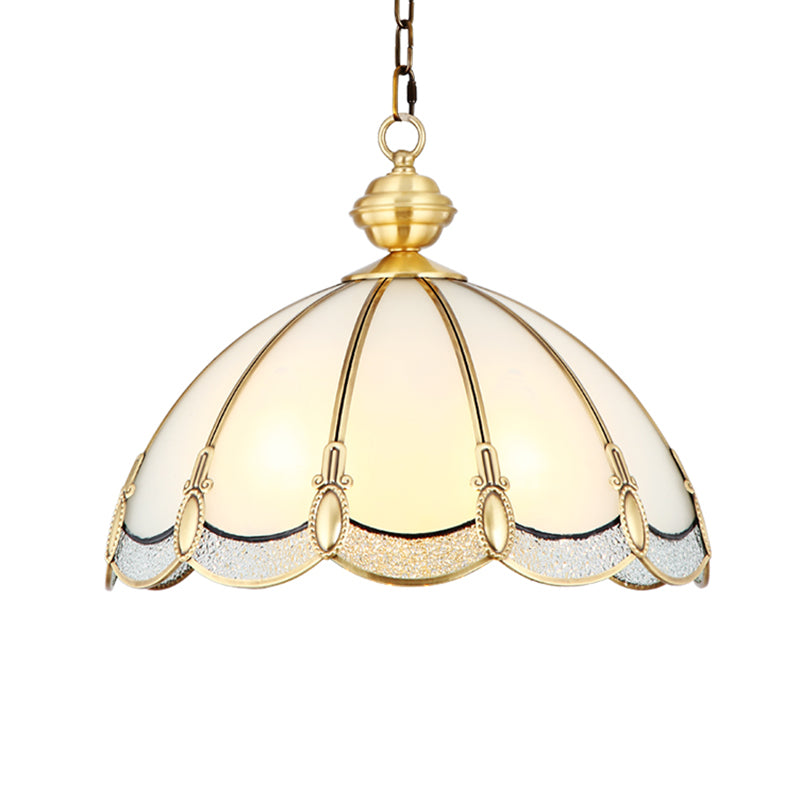 Umbrella Shaped Dining Room Pendant Lamp Antique Opal Glass - Rebooters