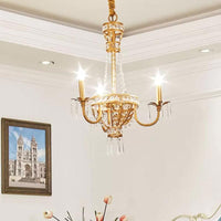 3/9 Bulbs Branch Ceiling Chandelier Rustic Crystal Fixture in Brass - Rebooters