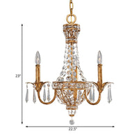 3/9 Bulbs Branch Ceiling Chandelier Rustic Crystal Fixture in Brass - Rebooters
