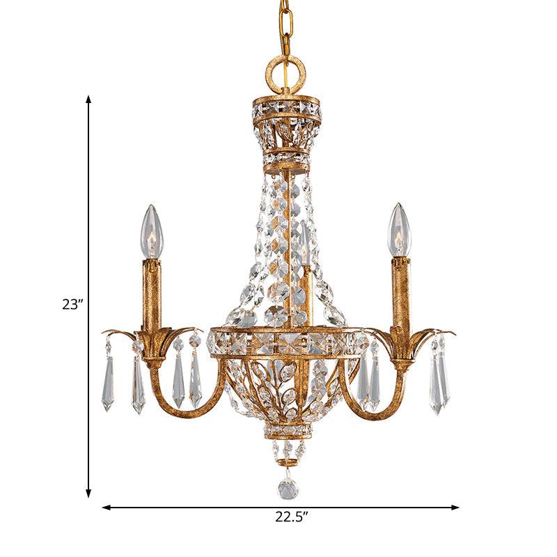 3/9 Bulbs Branch Ceiling Chandelier Rustic Crystal Fixture in Brass - Rebooters