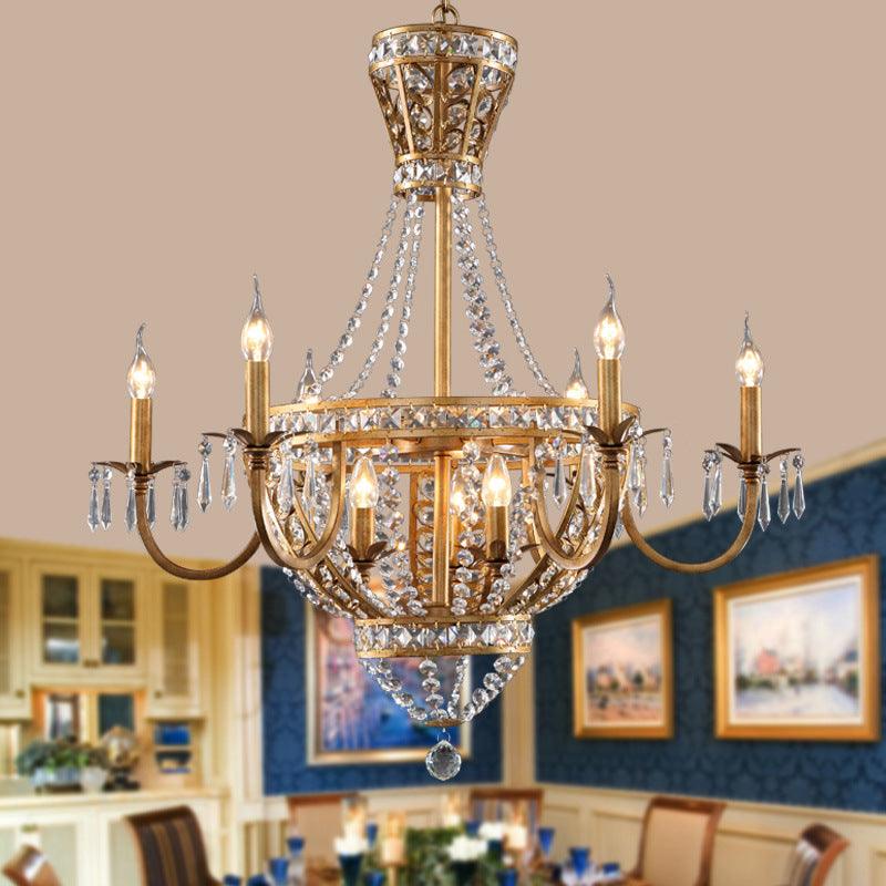 3/9 Bulbs Branch Ceiling Chandelier Rustic Crystal Fixture in Brass - Rebooters