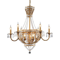 3/9 Bulbs Branch Ceiling Chandelier Rustic Crystal Fixture in Brass - Rebooters