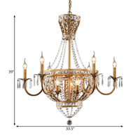 3/9 Bulbs Branch Ceiling Chandelier Rustic Crystal Fixture in Brass - Rebooters
