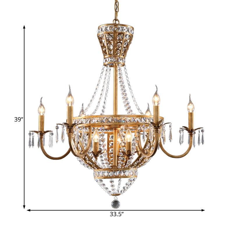 3/9 Bulbs Branch Ceiling Chandelier Rustic Crystal Fixture in Brass - Rebooters