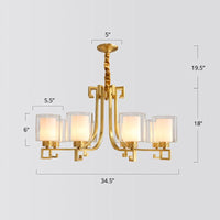2-Layered Glass Chandelier Antique Style Restaurant Light Brass - Rebooters
