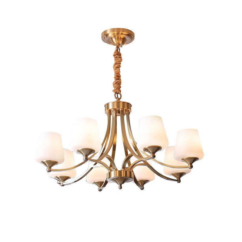 Traditional Tapered Hanging Ceiling Light Opaline Glass Chandelier - Rebooters