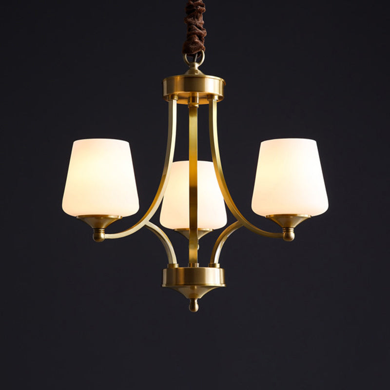 Traditional Tapered Hanging Ceiling Light Opaline Glass Chandelier - Rebooters