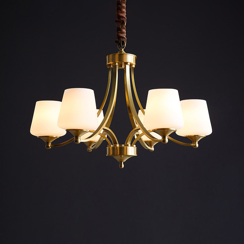 Traditional Tapered Hanging Ceiling Light Opaline Glass Chandelier - Rebooters