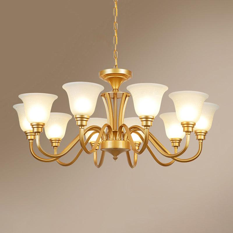 Golden Hanging Chandelier Traditional Frosted Glass Ceiling Light - Rebooters