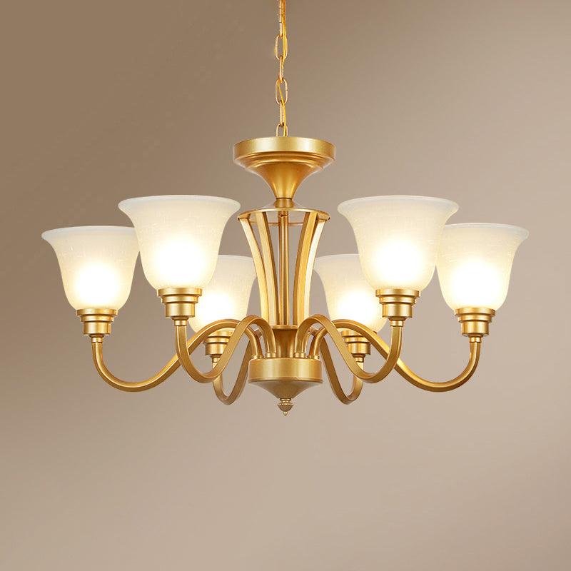 Golden Hanging Chandelier Traditional Frosted Glass Ceiling Light - Rebooters