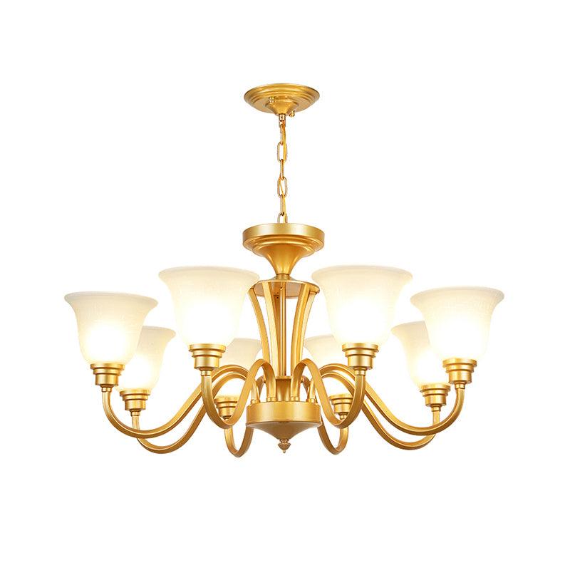 Golden Hanging Chandelier Traditional Frosted Glass Ceiling Light - Rebooters