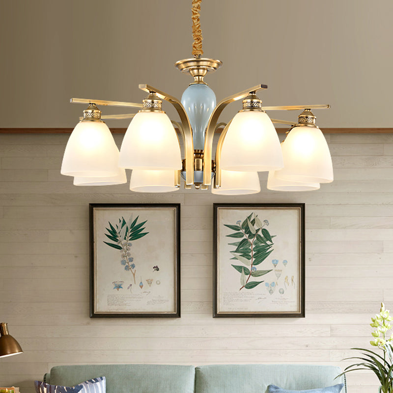 Frosted Glass Brass-Blue Chandelier Antique Style Light - Rebooters