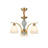 Frosted Glass Brass-Blue Chandelier Antique Style Light - Rebooters