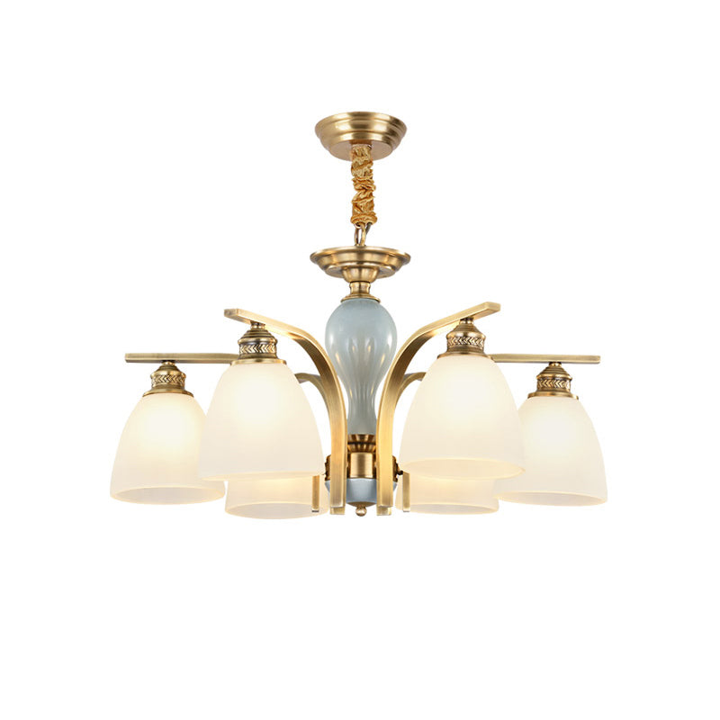 Frosted Glass Brass-Blue Chandelier Antique Style Light - Rebooters